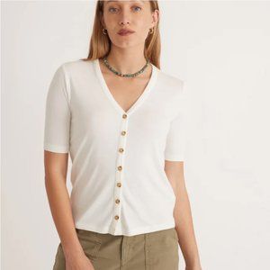 Never worn - Lexi Rib Button Top in Antique White
